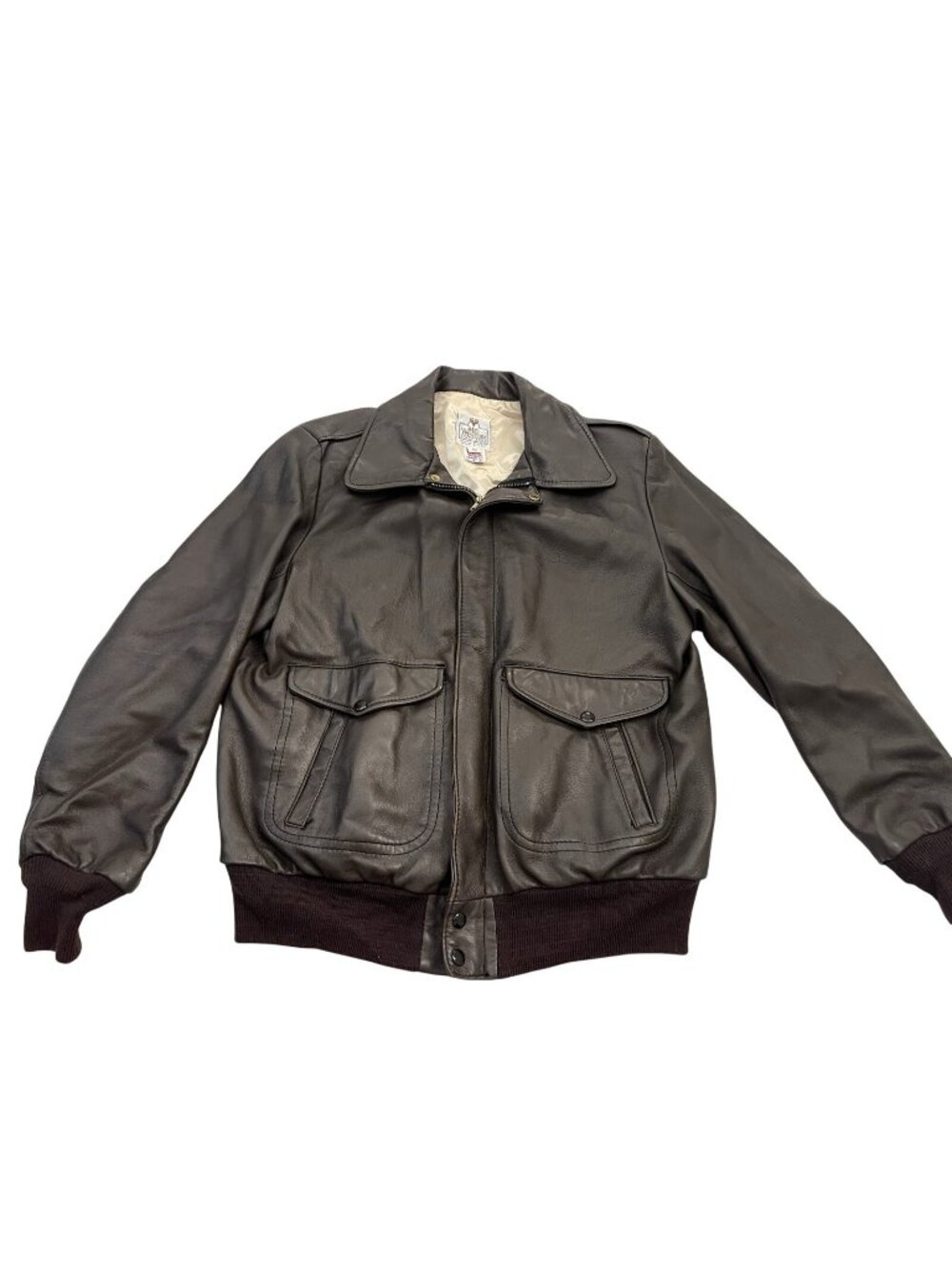 VTG MidWestern Sport Togs Brwn Genuine Deerskin Aviator Leather Jacket 40 EUC US